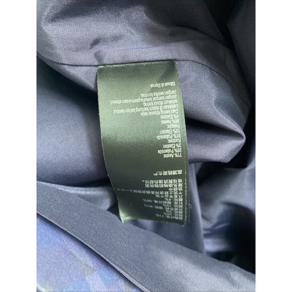 Karen Millen Dress Sheath Round Neck Mesh Sleeve Blue Purple Geometric 4 S - Picture 8 of 9